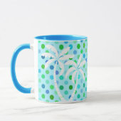 Aqua Turquoise Blue Lime Green Polkadots Pattern Mok (Links)