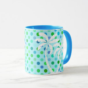 Aqua Turquoise Blue Lime Green Polkadots Pattern Mok