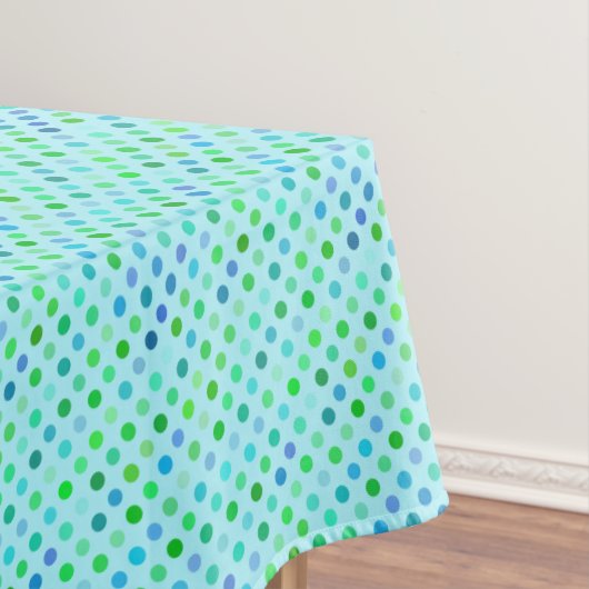 Aqua Turquoise Blue Lime Green Polkadots Pattern Tafelkleed (Voorbeeld)