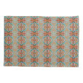 Aqua Turquoise Blue Oranje Brown Tribal Pattern Kussensloop (Achterkant-Links)