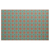 Aqua Turquoise Blue Oranje Red Brown Orient Art Stof (Fat Quarter)