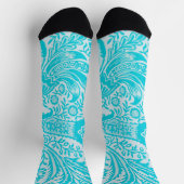Aqua Turquoise Blue Style Floral Socks Sokken (Top)