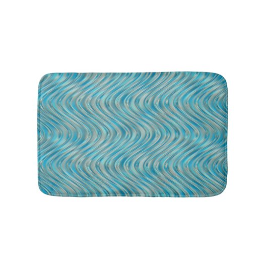 Aqua Turquoise Blue Taupe Curved Lines Pattern Badmat (Voorkant)