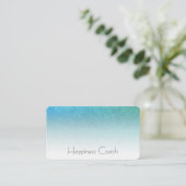 *~* AQUA TURQUOISE BLUE White Gradient Glitter Visitekaartje (Staand voorkant)