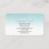 *~* AQUA TURQUOISE BLUE White Gradient Glitter Visitekaartje (Achterkant)