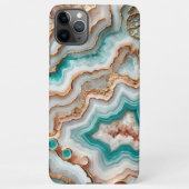 Aqua Turquoise Blush Pink Rose Gold Marble Patroon iPhone Hoesje (Achterkant)