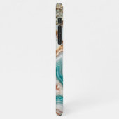 Aqua Turquoise Blush Pink Rose Gold Marble Patroon iPhone Hoesje (Linkerkant)