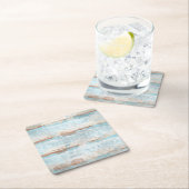 Aqua Turquoise Brown White Waterverf Stripes Art Kartonnen Onderzetters (Insitu)