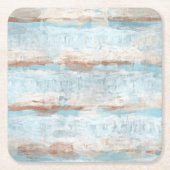 Aqua Turquoise Brown White Waterverf Stripes Art Kartonnen Onderzetters (Voorkant)
