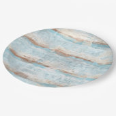 Aqua Turquoise Brown White Waterverf Stripes Art Papieren Bordje (Gekanteld)