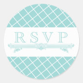  Aqua Turquoise bruiloft RSVP Stickers (Voorkant)