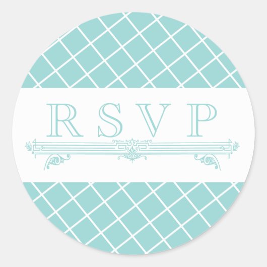  Aqua Turquoise bruiloft RSVP Stickers (Voorkant)