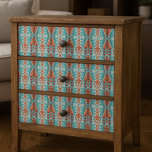 Aqua Turquoise Burnt Oranje Taupe Brown Mosaic Art Tissuepapier