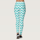 Aqua Turquoise Chevron Pattern Leggings vrouwen (Achterkant)