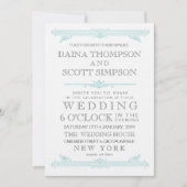  Aqua Turquoise Cross Hatch Wedding Invite Kaart (Voorkant)