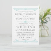  Aqua Turquoise Cross Hatch Wedding Invite Kaart (Staand voorkant)