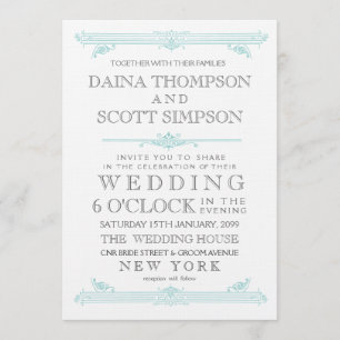 Aqua Turquoise Cross Hatch Wedding Invite Kaart