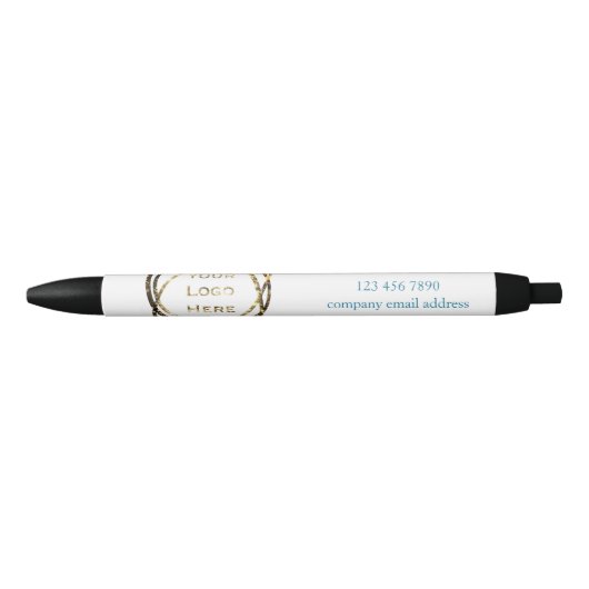 Aqua Turquoise Custom Business Logo Promotie Zwarte Inkt Pen (Voorkant)