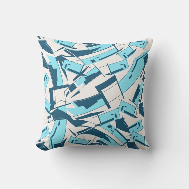 Aqua Turquoise Diagonaal Verspreid Ontwerp van de  Kussen (Voorkant)