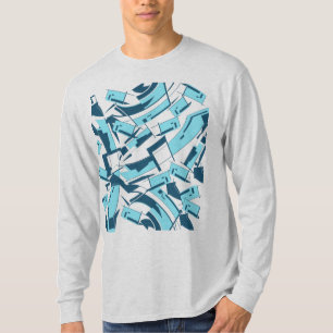 Aqua Turquoise Diagonale Verspreide Stukken Abstra T-shirt