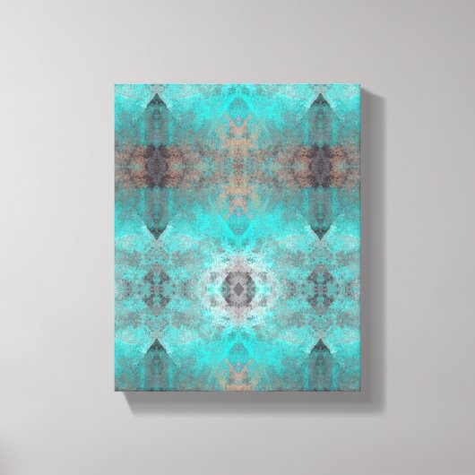 Aqua Turquoise en Grey Abstract Modern Stone look Canvas Afdruk (Voorkant)