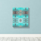 Aqua Turquoise en Grey Abstract Modern Stone look Canvas Afdruk (Insitu (Houten vloer))