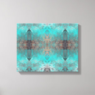 Aqua Turquoise en Grey Abstract Modern Stone look Canvas Afdruk