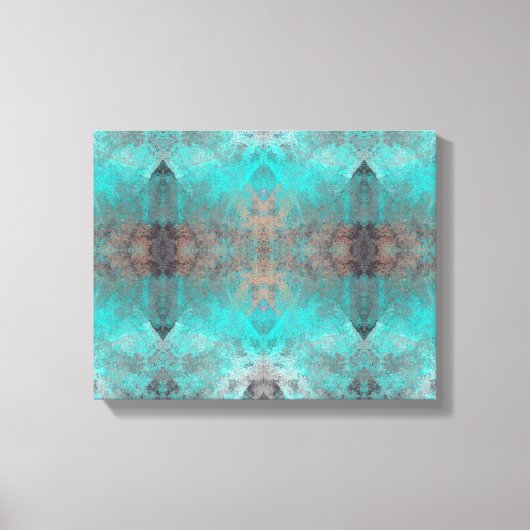 Aqua Turquoise en Grey Abstract Modern Stone look Canvas Afdruk (Voorkant)