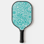 Aqua Turquoise en White Abstract Floral Hawaiian Pickleball Paddle (Achterkant)