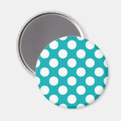 Aqua Turquoise en Wit Stippenpatroon Magneet (Voorkant / Achterkant)