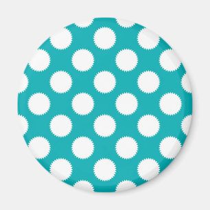 Aqua Turquoise en Wit Stippenpatroon Magneet