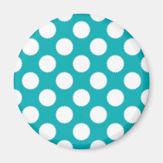 Aqua Turquoise en Wit Stippenpatroon Magneet (Voorkant)