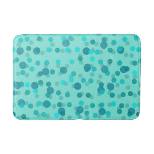 Aqua, turquoise en zeeschuim polka stippen badmat