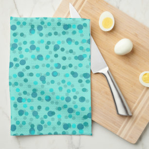 Aqua, turquoise en zeeschuim polka stippen theedoek