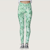 Aqua Turquoise Gecodeerd Patchwork Terrazo Pattern Leggings (Voorkant)