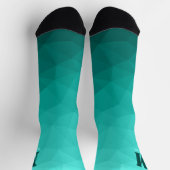 Aqua turquoise geometrisch mesh patroon Monogram Sokken (Top)