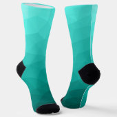 Aqua turquoise geometrisch mesh patroon Monogram Sokken (Gebogen)