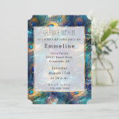 Aqua Turquoise Gold Peacock Feathers 50ste verjaar Kaart (Staand voorkant)