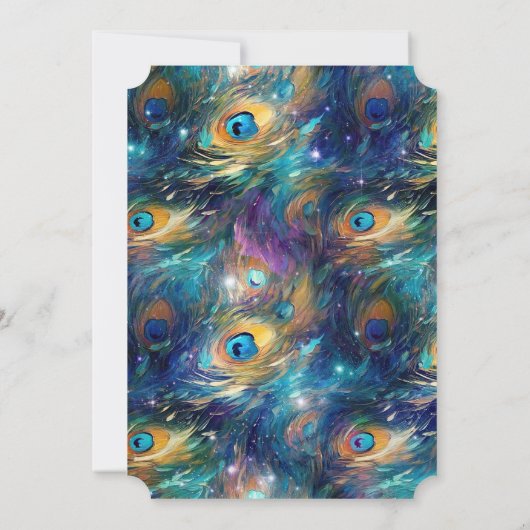 Aqua Turquoise Gold Peacock Feathers 50ste verjaar Kaart (Achterkant)