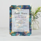 Aqua Turquoise Gouden Pauwveren Kaart (Staand voorkant)