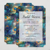 Aqua Turquoise Gouden Pauwveren Kaart (Voorkant / Achterkant)