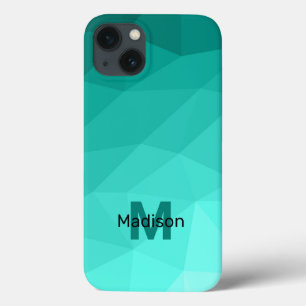 Aqua Turquoise Gradiënt Geometric Mesh Monogram Case-Mate iPhone Case
