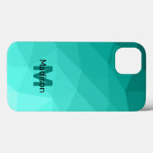 Aqua Turquoise Gradiënt Geometric Mesh Monogram Case-Mate iPhone Case (Achterkant (horizontaal))