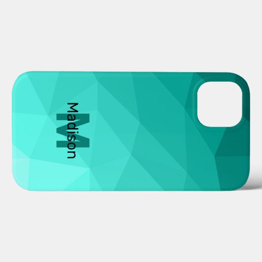 Aqua Turquoise Gradiënt Geometric Mesh Monogram Case-Mate iPhone Case (Achterkant (horizontaal))