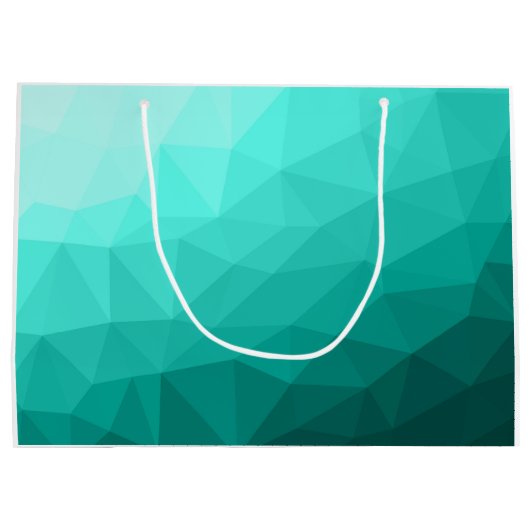 Aqua Turquoise Gradiënt Geometric Mesh Monogram Groot Cadeauzakje (Achterkant)