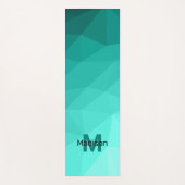 Aqua Turquoise Gradiënt Geometric Mesh Monogram Yogamat (Voorkant)