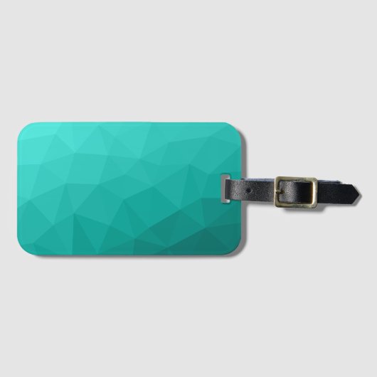 Aqua Turquoise Gradient Geometric Mesh Pattern Bagagelabel (Voorkant (horizontaal))