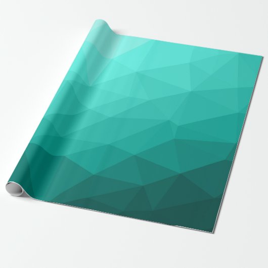 Aqua Turquoise Gradient Geometric Mesh Pattern Cadeaupapier (Uitgerold)
