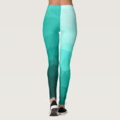 Aqua Turquoise Gradient Geometric Mesh Pattern Leggings (Achterkant)