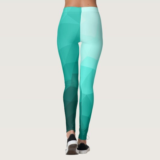 Aqua Turquoise Gradient Geometric Mesh Pattern Leggings (Achterkant)